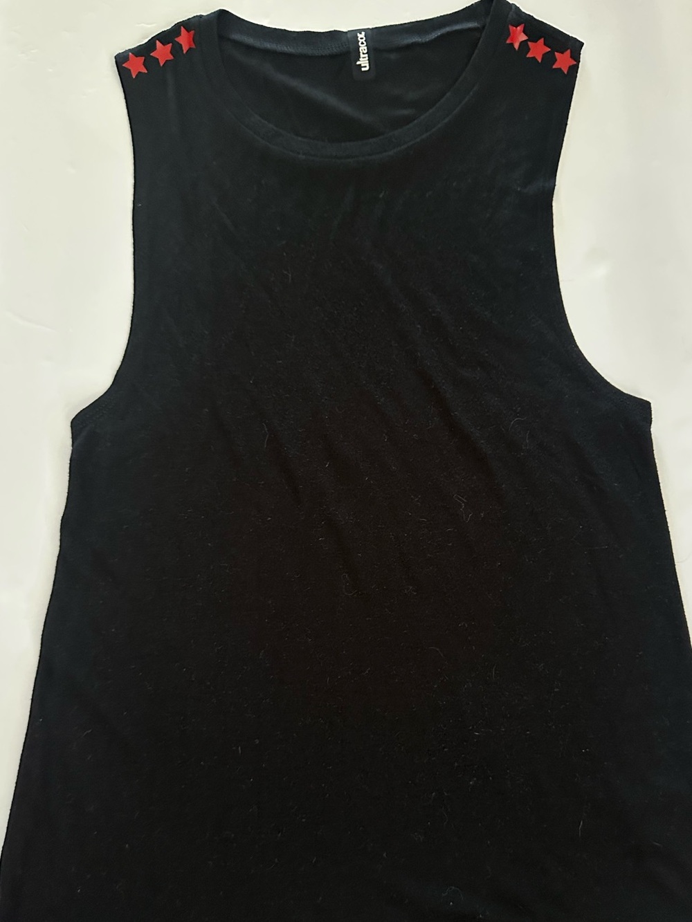 ultracor Black Sleeveless Tank with Red Star Accents